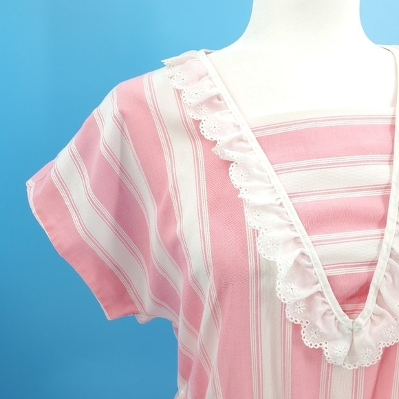 Vintage Rhodes Collection pink and white candy-striped day dress early 80s style - Picture 13 of 13